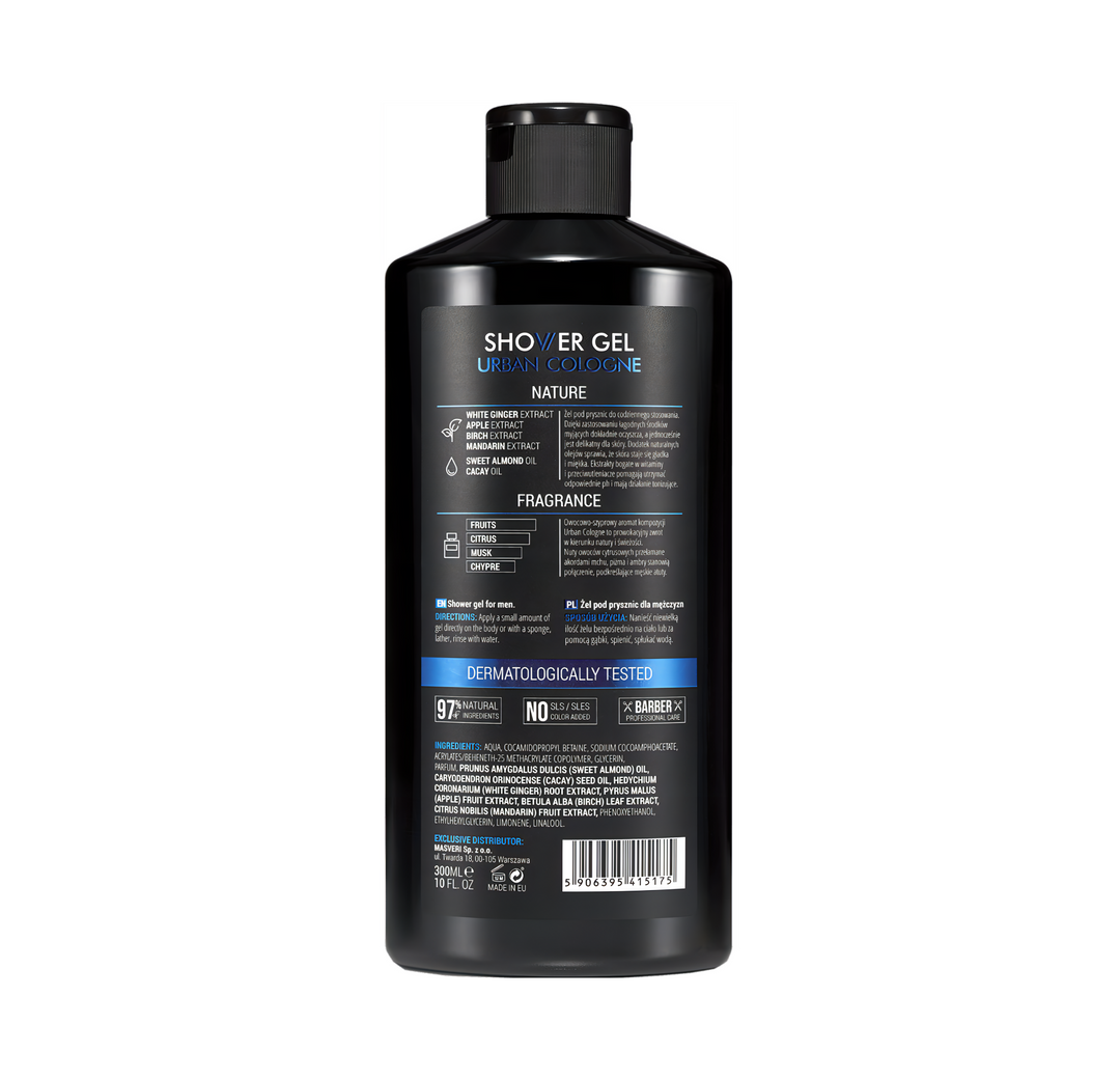 Masveri Dusjsåpe-Urban Cologne 300 ml- Tuxedo.no - Nettbutikk - On Demand Barbers Oslo Norway