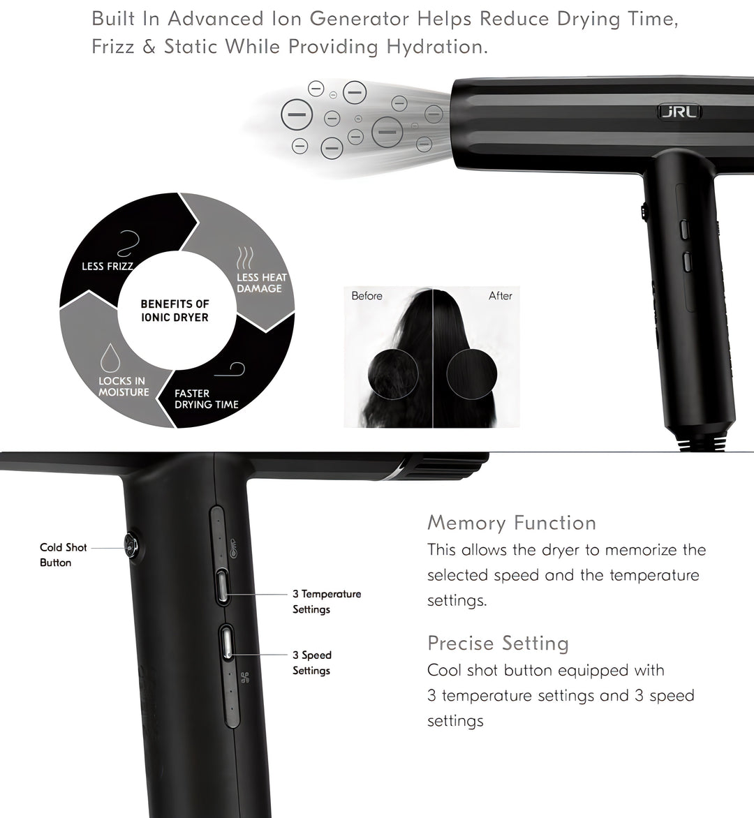 ON DEMAND BARBERS - JRL Forte Pro Black Edition Hårføner