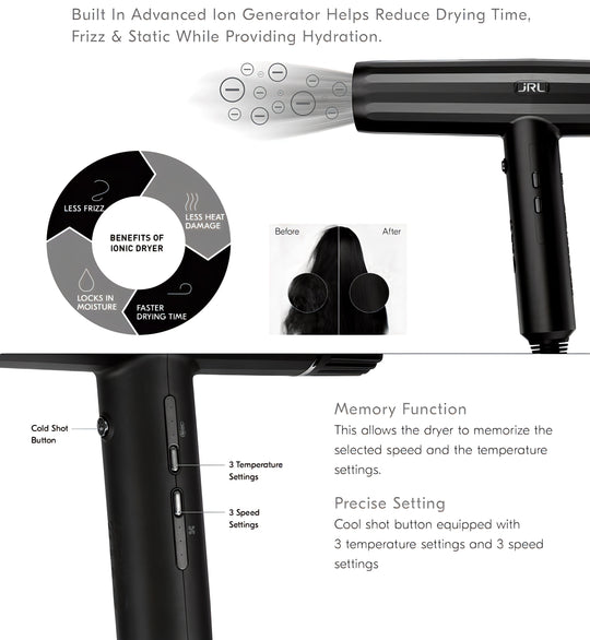 ON DEMAND BARBERS - JRL Forte Pro Black Edition Hårføner