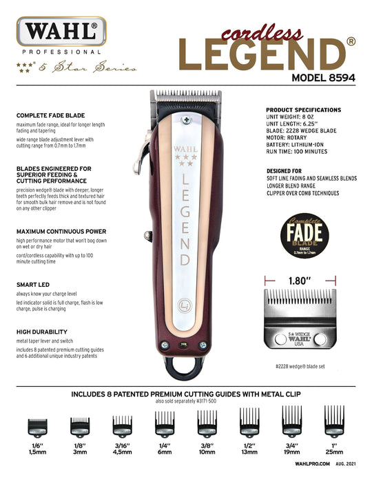 Wahl Legend Cordless Hårklipper &amp; Skjeggtrimmer Trådløs