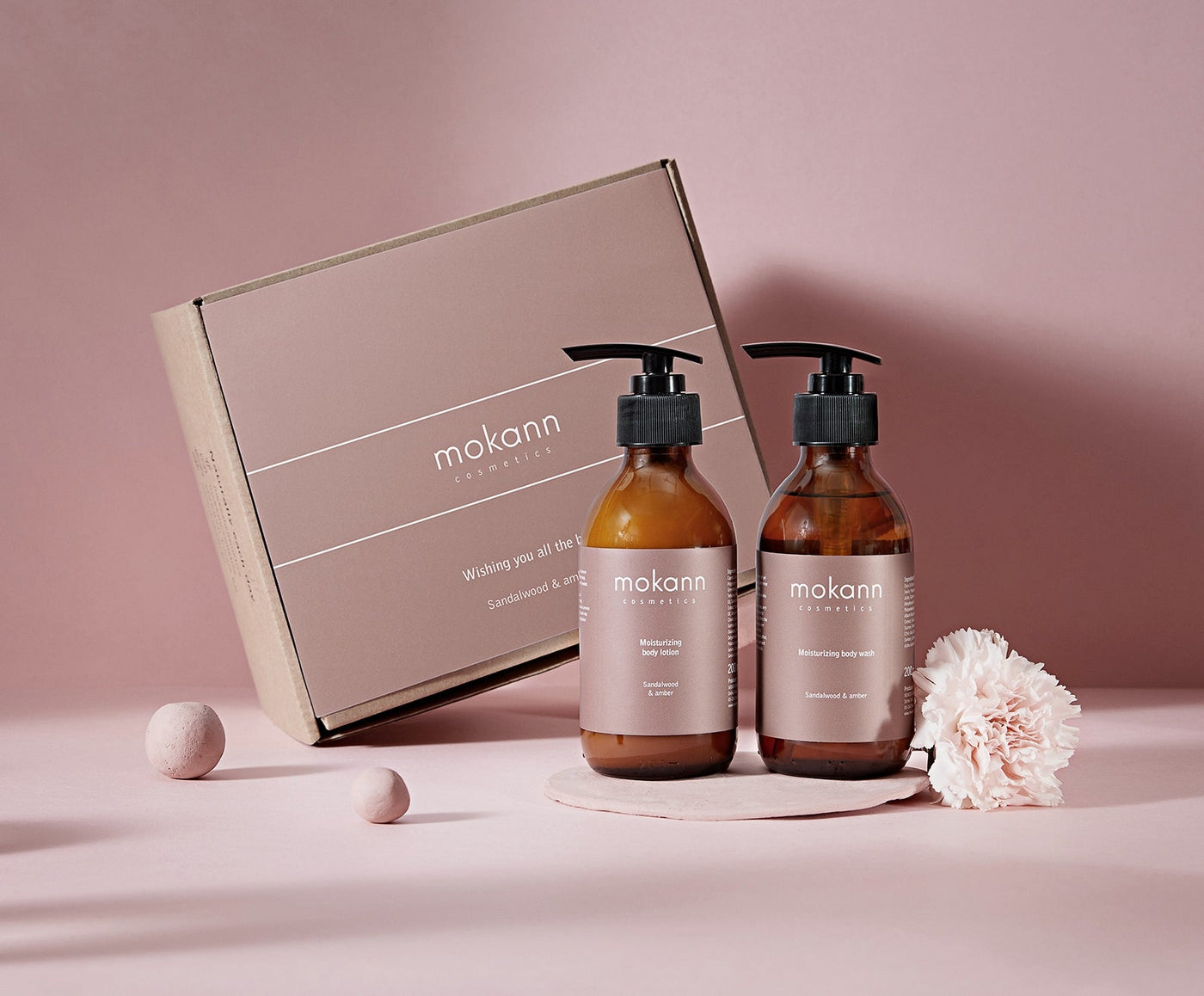 Mokann Kroppspleiesett Sandeltre & Rav - Kroppsvask og Bodylotion