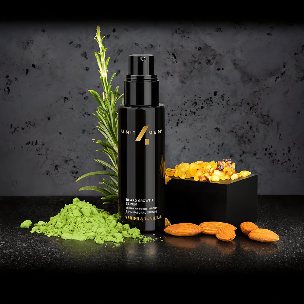 Unit4men Skjeggserum Amber&Vanilje 30 ml- Tuxedo.no - Nettbutikk - On Demand Barbers Oslo Norway